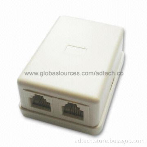Faceplate with Two-port RJ11 6P4C Mounting Box, Available in Beige Color